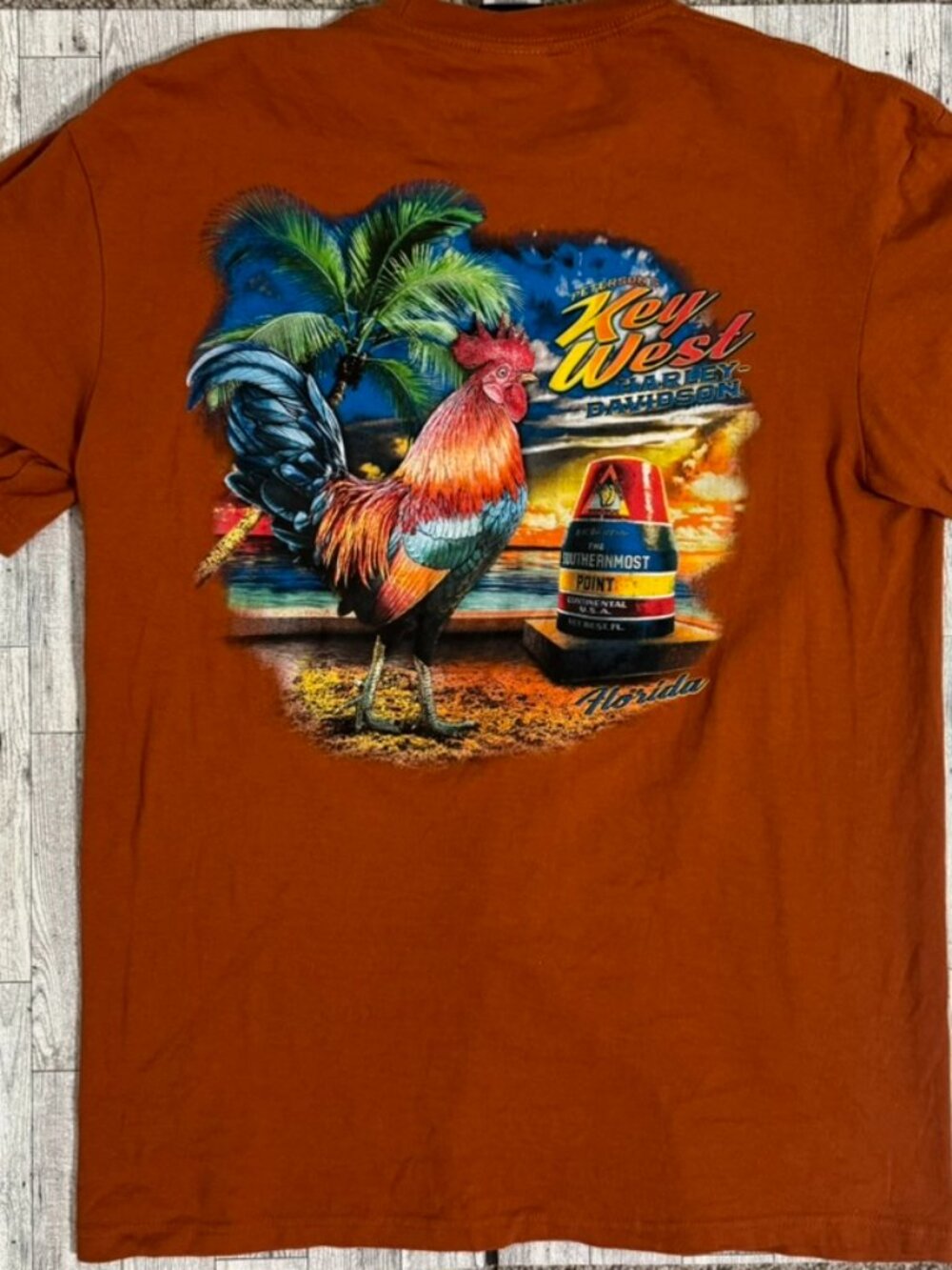 Harley-Davidson Key West Florida Southernmost Point Rooster Graphic T-Shirt L